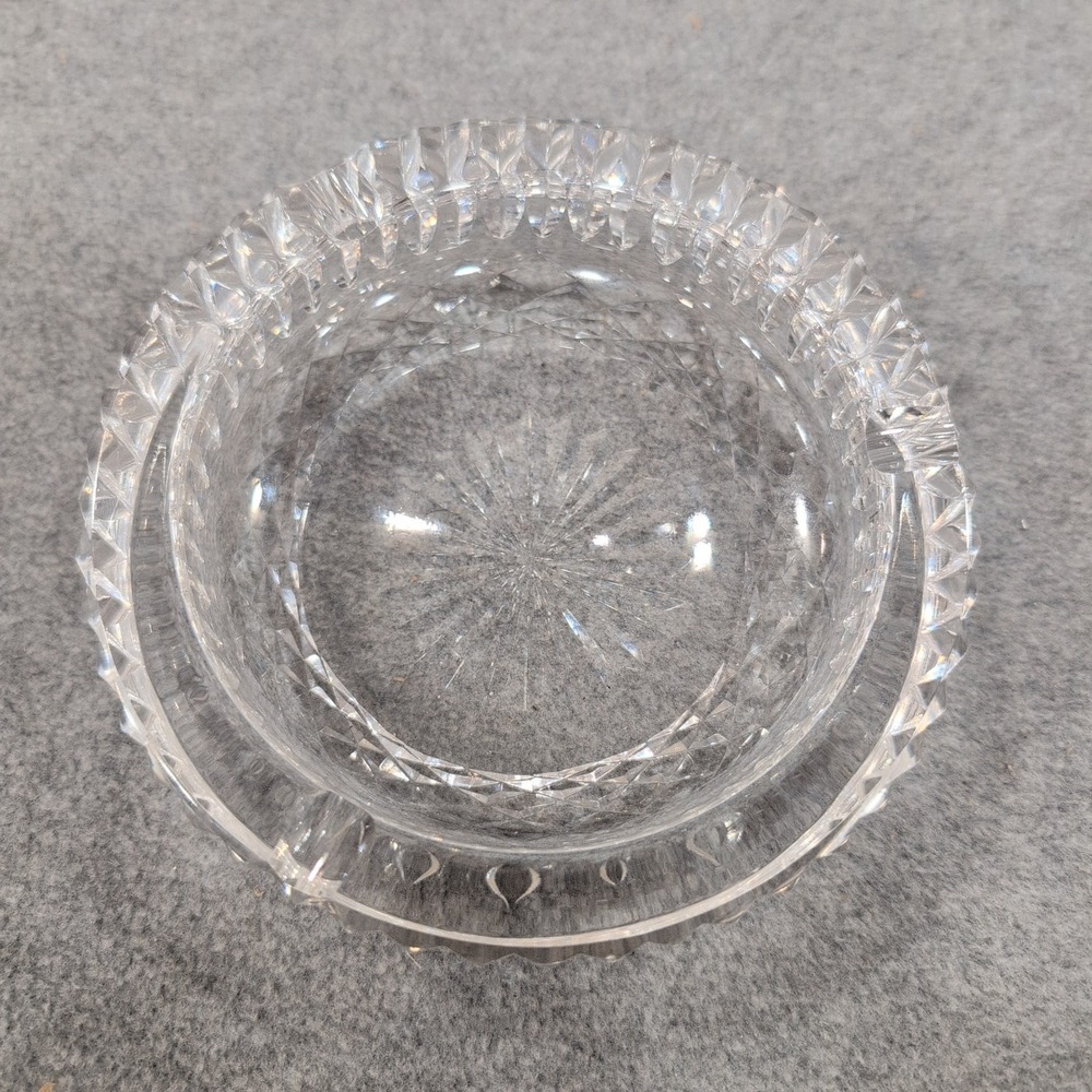 Vintage‎ Crystal Glass Ashtray Clear Round Cut Diamond Pattern Tobacciana - Picture 3 of 5